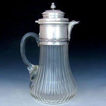Load image into Gallery viewer, Antique French Sterling Silver Cut Crystal Claret Jug Pitcher