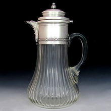 Load image into Gallery viewer, Antique French Sterling Silver Cut Crystal Claret Jug Pitcher