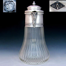 Load image into Gallery viewer, Antique French Sterling Silver Cut Crystal Claret Jug Pitcher