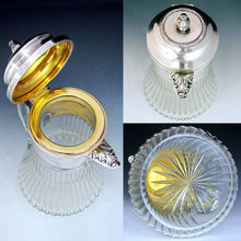 Load image into Gallery viewer, Antique French Sterling Silver Cut Crystal Claret Jug Pitcher