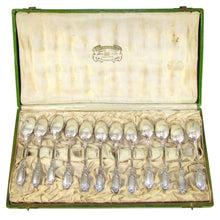 Load image into Gallery viewer, 12 French Sterling Silver Coffee Spoons Teaspoons Art Nouveau Iris Pattern