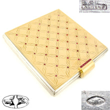 Load image into Gallery viewer, Art Deco French Silver & 18K Gold Ruby Jeweled Powder Compact & Lipstick Holder