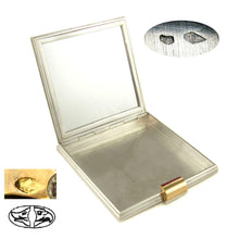 Load image into Gallery viewer, Art Deco French Silver & 18K Gold Ruby Jeweled Powder Compact & Lipstick Holder