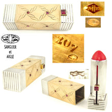 Load image into Gallery viewer, Art Deco French Silver &amp; 18K Gold Ruby Jeweled Powder Compact &amp; Lipstick Holder
