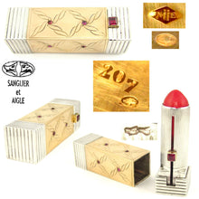 Load image into Gallery viewer, Art Deco French Silver & 18K Gold Ruby Jeweled Powder Compact & Lipstick Holder
