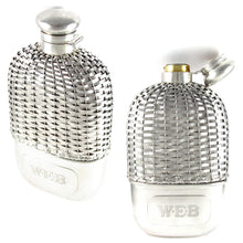 Load image into Gallery viewer, Antique Gorham Sterling Silver Basket Weave Whiskey Spirits Hip Flask