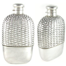 Load image into Gallery viewer, Antique Gorham Sterling Silver Basket Weave Whiskey Spirits Hip Flask