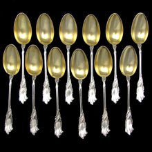 Load image into Gallery viewer, 12 Antique French Sterling Silver Dessert or Coffee Spoons