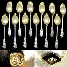 Load image into Gallery viewer, 12 Antique French Sterling Silver Dessert or Coffee Spoons