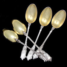 Load image into Gallery viewer, 12 Antique French Sterling Silver Dessert or Coffee Spoons