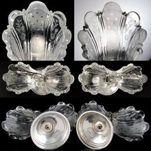 Load image into Gallery viewer, Pair Antique French Sterling Silver & Glass Double Open Salt Caddy, Scalloped Shells