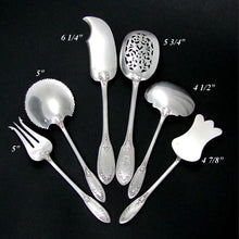Load image into Gallery viewer, 6pc Antique French Sterling Silver Hors d'Oeuvre Serving Set, Butterflies & Flowers