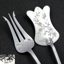 Load image into Gallery viewer, 6pc Antique French Sterling Silver Hors d'Oeuvre Serving Set, Butterflies & Flowers