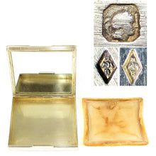 Load image into Gallery viewer, Art Deco French Sterling Silver Jeweled Sapphires Compact Mirror