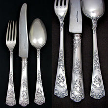 Load image into Gallery viewer, PUIFORCAT Antique French Sterling Silver 3pc Traveler's Dinner Flatware Set