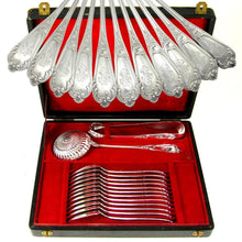 Load image into Gallery viewer, Antique French Sterling Silver Dessert Service & Teaspoon Set