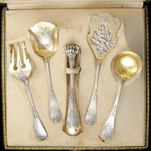 Load image into Gallery viewer, Antique French Sterling Silver Gilt Vermeil Hors d'Oeuvre Servers