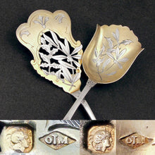 Load image into Gallery viewer, Antique French Sterling Silver Gilt Vermeil Hors d'Oeuvre Servers