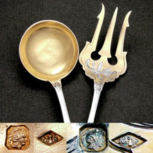 Load image into Gallery viewer, Antique French Sterling Silver Gilt Vermeil Hors d'Oeuvre Servers