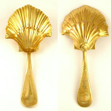 Load image into Gallery viewer, Antique French .800 Silver Gilt Vermeil Scalloped Shell Tea Caddy Spoon