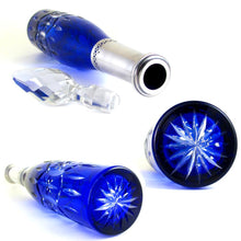 Load image into Gallery viewer, 17" TALL French Sterling Silver Cut Crystal Cobalt Blue Decanter in Original Box
