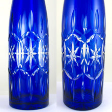 Load image into Gallery viewer, 17" TALL French Sterling Silver Cut Crystal Cobalt Blue Decanter in Original Box