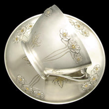 Load image into Gallery viewer, Large Art Nouveau French Sterling Silver Gilt Vermeil Cup & Saucer, Chocolate, Tea or Coffee, 333.7g