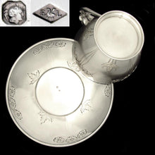 Load image into Gallery viewer, Large Art Nouveau French Sterling Silver Gilt Vermeil Cup & Saucer, Chocolate, Tea or Coffee, 333.7g