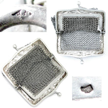 Load image into Gallery viewer, Art Nouveau French .800 Silver Chain Mail Mesh Chatelaine Purse, Mistletoe Decoration
