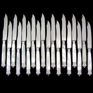 Antique French Sterling Silver Table Knives, Knife Set