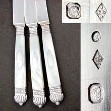 Load image into Gallery viewer, Antique French Sterling Silver & Mother of Pearl Handled Cutlery Knives 18pc Set