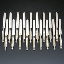 Load image into Gallery viewer, French Sterling Silver Mother of Pearl Knives, Antique Table Knife Set