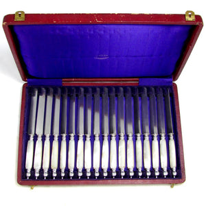 Boxed Set of 18 Antique French Sterling Silver Table Knives