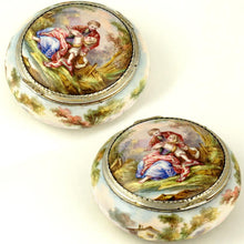 Load image into Gallery viewer, Antique French Kiln-Fired Enamel &amp; Silver Hinged Box
