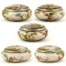Load image into Gallery viewer, Antique French Kiln-Fired Enamel &amp; Silver Hinged Box
