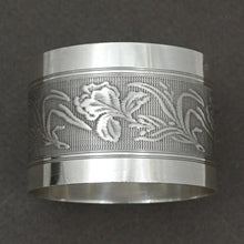 Load image into Gallery viewer, Antique Art Nouveau French Sterling Silver Napkin Ring Iris Flowers