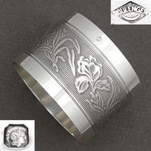 Load image into Gallery viewer, Antique Art Nouveau French Sterling Silver Napkin Ring Iris Flowers
