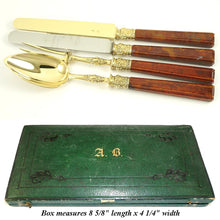 Load image into Gallery viewer, Antique French Sterling Silver Flatware Set Gilt Vermeil Jasper Stone Handles
