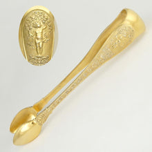 Load image into Gallery viewer, Antique French Sterling Silver Sugar Tongs Gilt Vermeil Putti & Grapes