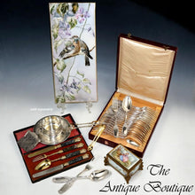 Load image into Gallery viewer, Antique French Sterling Silver Sugar Tongs Gilt Vermeil Putti & Grapes