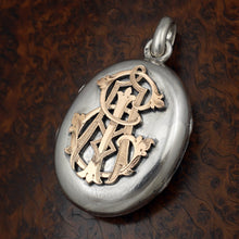 Load image into Gallery viewer, Antique French Silver & 14K Gold Monogram Photo Locket Pendant