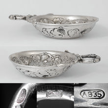Load image into Gallery viewer, Belgian Silver Wine Taster Sommelier Cup Tastevin Repousse Grapes & Bacchus