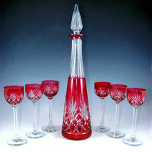 Load image into Gallery viewer, 7pc French Saint Louis Cut Crystal Decanter Set, Massenet Pattern
