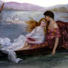 Load image into Gallery viewer, LARGE ANTIQUE FRENCH PORCELAIN JARDINIERE HAND PAINTED ROMANTIC SCENE DATED 1906