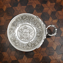 Load image into Gallery viewer, Belgian Silver Wine Taster Sommelier Cup Tastevin Repousse Grapes & Bacchus