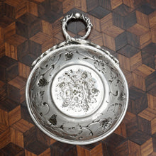 Load image into Gallery viewer, Belgian Silver Wine Taster Sommelier Cup Tastevin Repousse Grapes & Bacchus