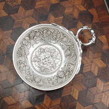 Load image into Gallery viewer, Belgian Silver Wine Taster Sommelier Cup Tastevin Repousse Grapes & Bacchus