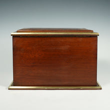 Load image into Gallery viewer, Antique French Burl Wood & Brass Inlaid Cigar Caddy Box, Beveled Glass Door Front, Presenter Cabinet, Chest, Lock & Key