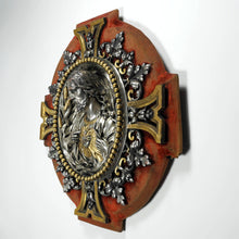 Load image into Gallery viewer, Antique French Jesus Sacred Heart Silver & Gold Gilt Bronze Religious Icon Wall Plaque