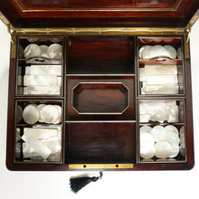 Load image into Gallery viewer, Paul SORMANI Antique French Signed Gaming Box Marquetry Wood Inlay Mother of Pearl Tokens